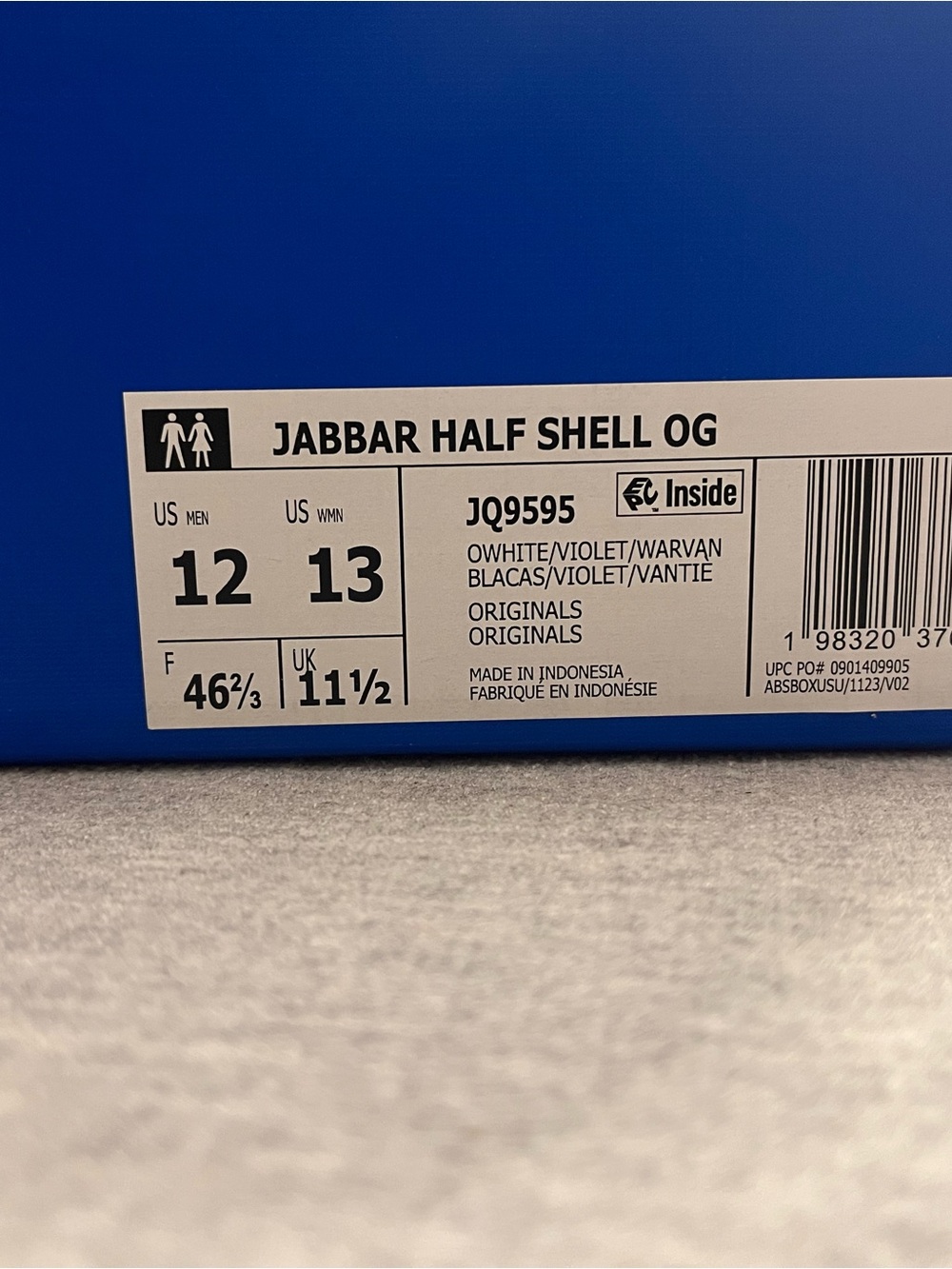 Adidas Jabbar Half Shell OG White Violet Warm Vanilla Men's Shoe Size 12 JQ9595 - Picture 11 of 12